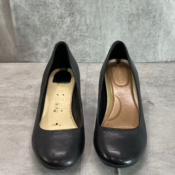 AEROSOLES Women's Black Leather Eye Candy Block Heel Slip-On Pumps SZ 8 - Picture 1 of 9